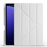 Galaxy Tab S9 FE Plus Kılıf Zore Tri Folding Kalem Bölmeli Standlı Kılıf Gri