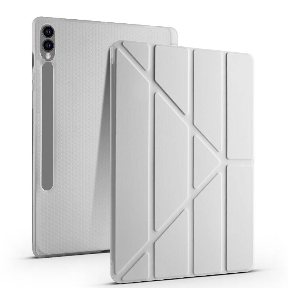 Galaxy Tab S9 FE Plus Kılıf Zore Tri Folding Kalem Bölmeli Standlı Kılıf Mor