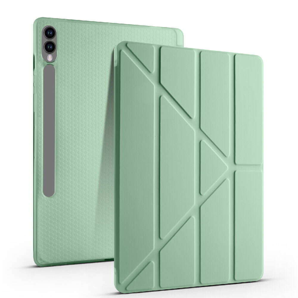 Galaxy Tab S9 FE Plus Kılıf Zore Tri Folding Kalem Bölmeli Standlı Kılıf Mor