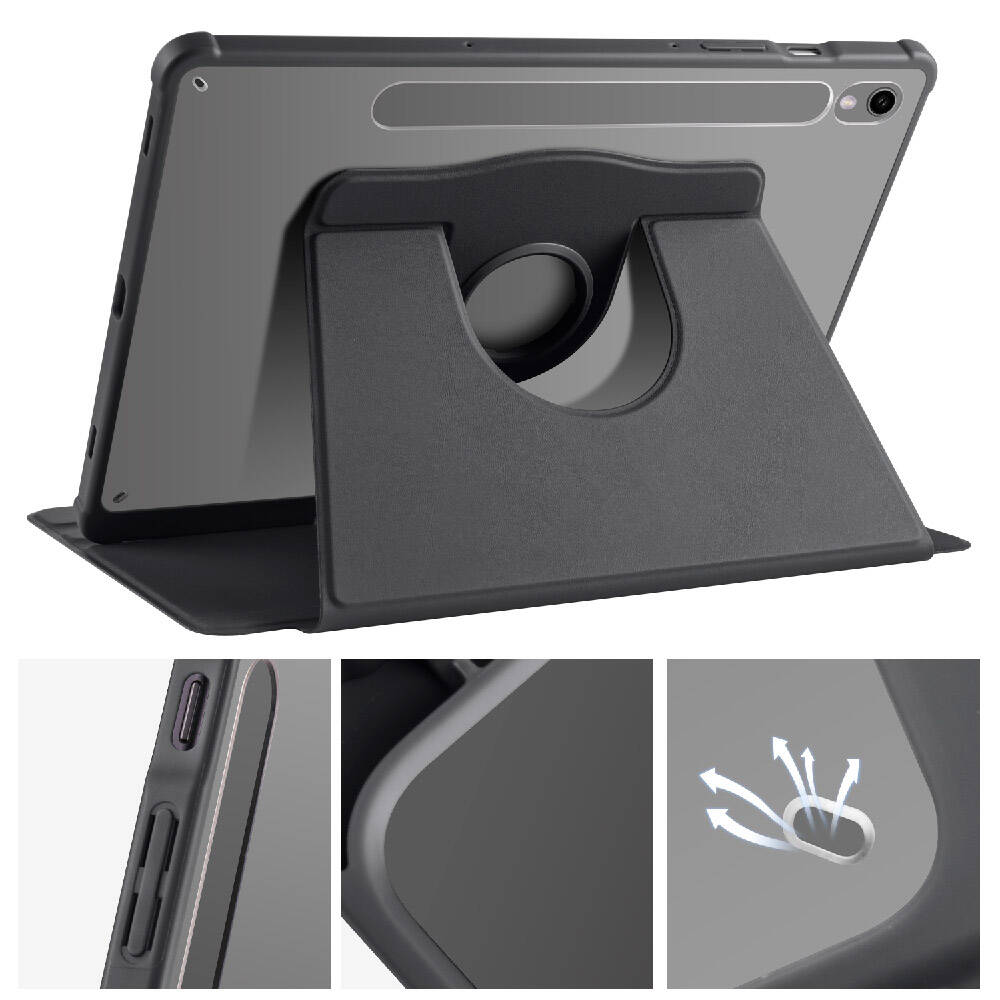 Galaxy Tab S9 Kılıf Zore Termik Kalem Bölmeli Dönebilen Standlı Kılıf Lavendery Gray