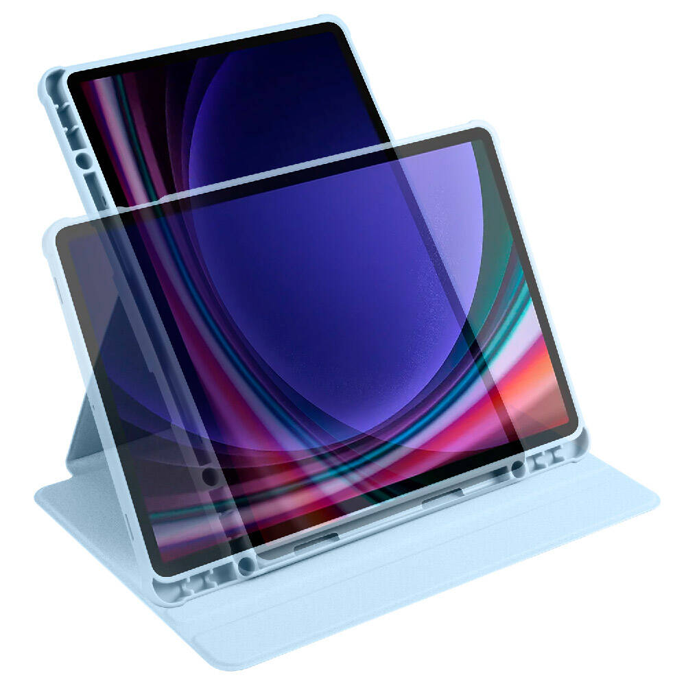 Galaxy Tab S9 Kılıf Zore Termik Kalem Bölmeli Dönebilen Standlı Kılıf Lavendery Gray