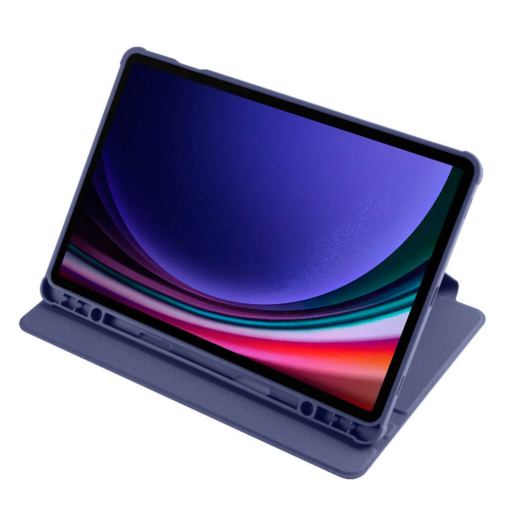Galaxy Tab S9 Kılıf Zore Termik Kalem Bölmeli Dönebilen Standlı Kılıf Lavendery Gray