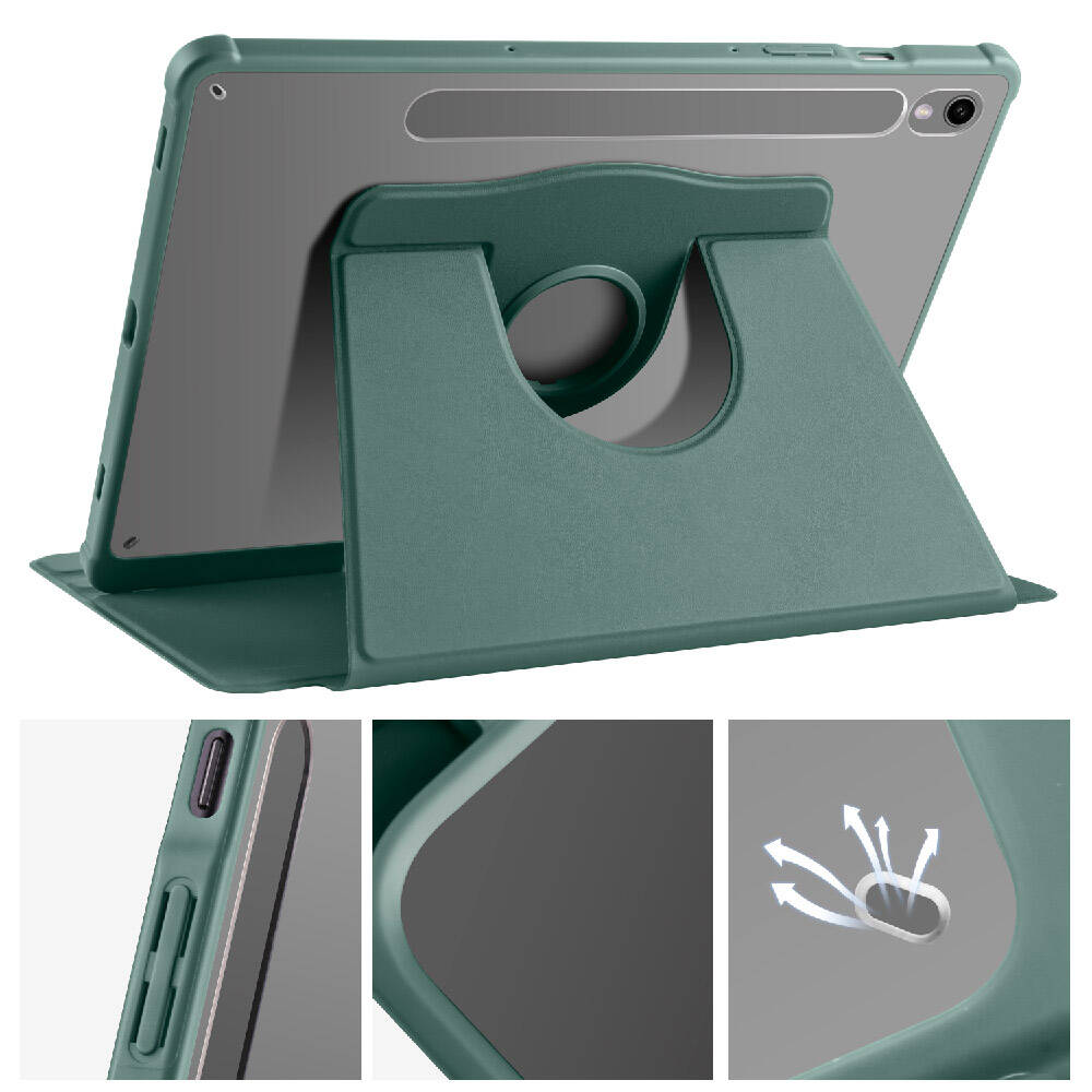 Galaxy Tab S9 Kılıf Zore Termik Kalem Bölmeli Dönebilen Standlı Kılıf Lavendery Gray