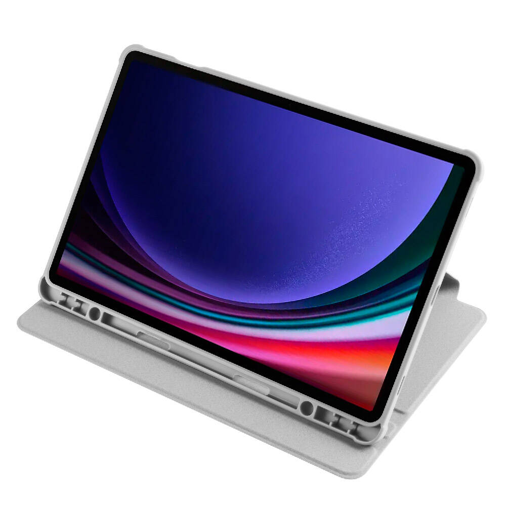 Galaxy Tab S9 Kılıf Zore Termik Kalem Bölmeli Dönebilen Standlı Kılıf Lavendery Gray