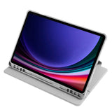 Galaxy Tab S9 Kılıf Zore Termik Kalem Bölmeli Dönebilen Standlı Kılıf Lavendery Gray