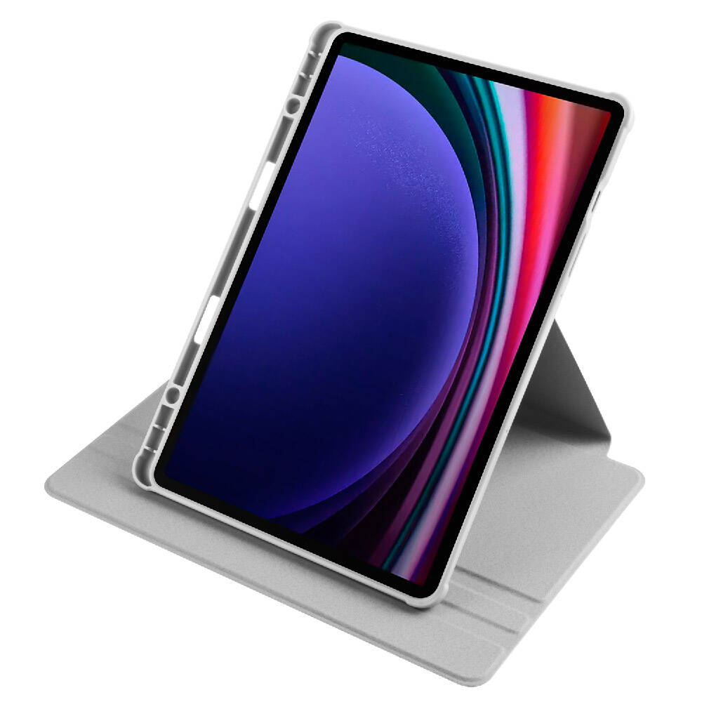 Galaxy Tab S9 Kılıf Zore Termik Kalem Bölmeli Dönebilen Standlı Kılıf Lavendery Gray
