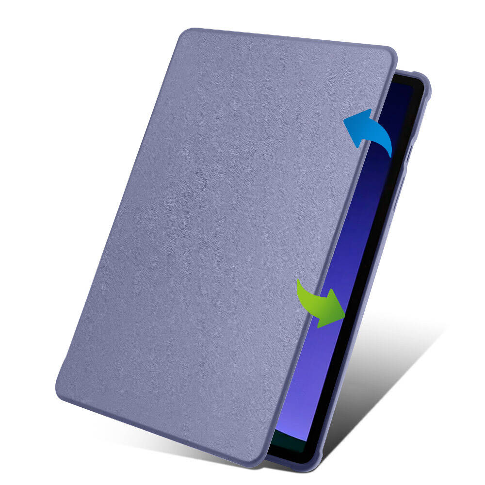 Galaxy Tab S9 Kılıf Zore Termik Kalem Bölmeli Dönebilen Standlı Kılıf Lavendery Gray