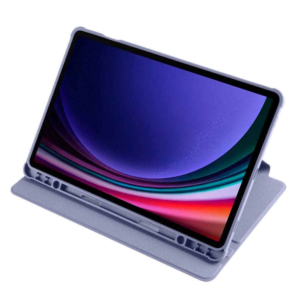 Galaxy Tab S9 Kılıf Zore Termik Kalem Bölmeli Dönebilen Standlı Kılıf Lavendery Gray