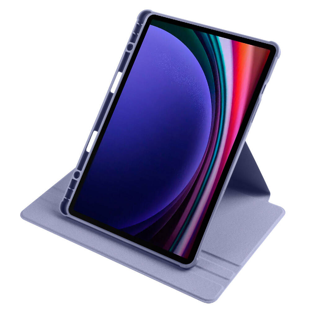 Galaxy Tab S9 Kılıf Zore Termik Kalem Bölmeli Dönebilen Standlı Kılıf Lavendery Gray