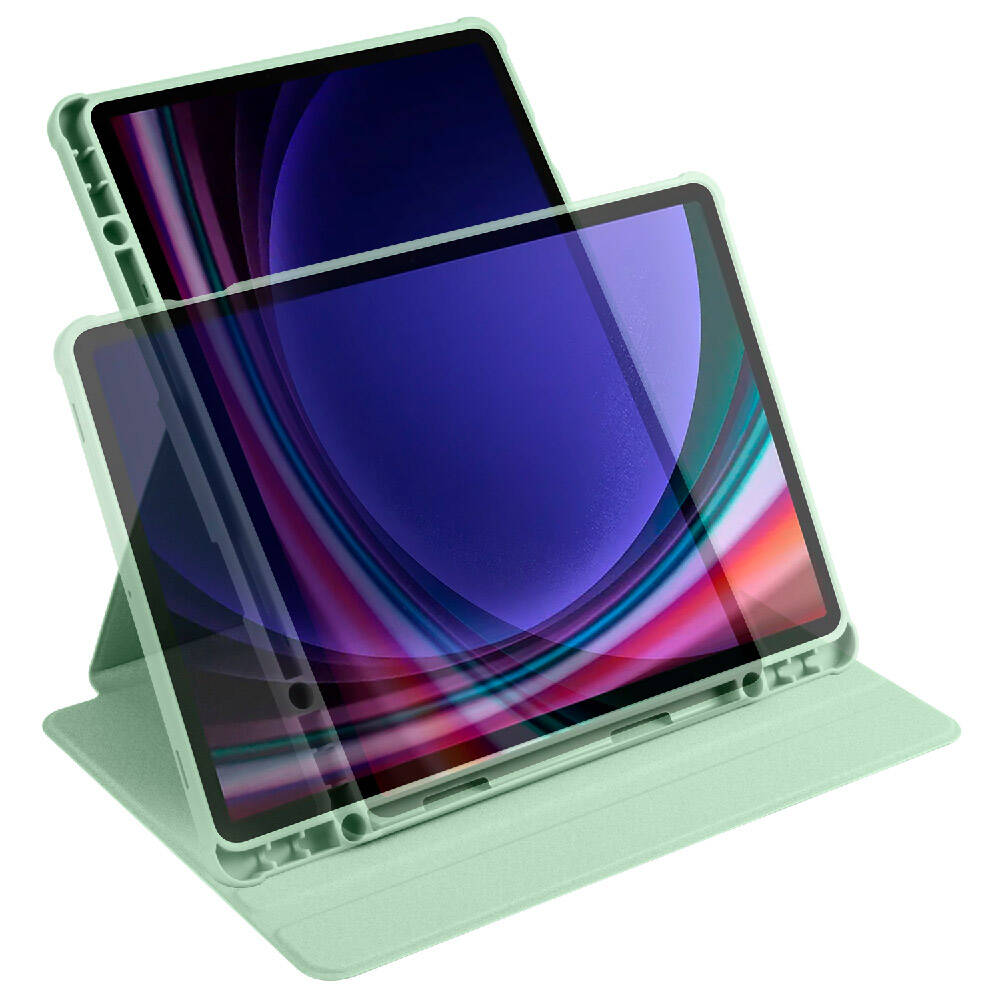 Galaxy Tab S9 Kılıf Zore Termik Kalem Bölmeli Dönebilen Standlı Kılıf Lavendery Gray