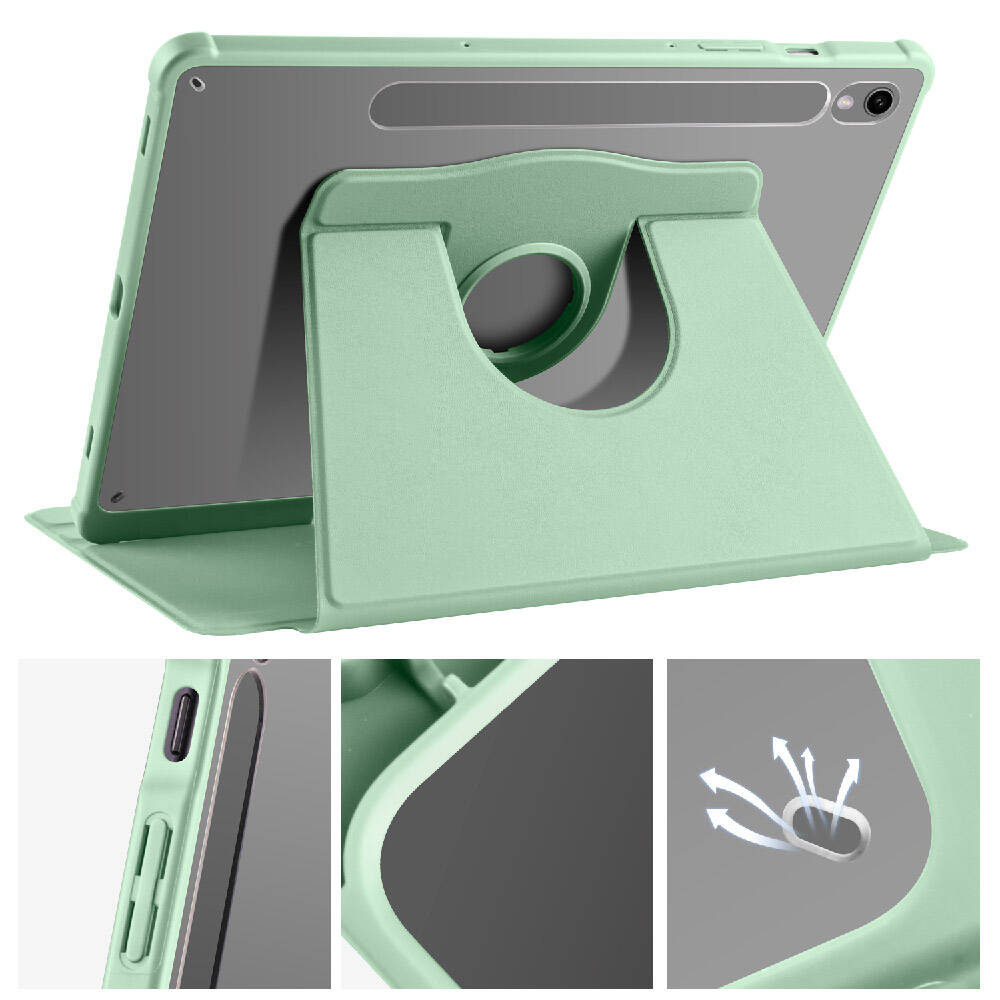 Galaxy Tab S9 Kılıf Zore Termik Kalem Bölmeli Dönebilen Standlı Kılıf Lavendery Gray