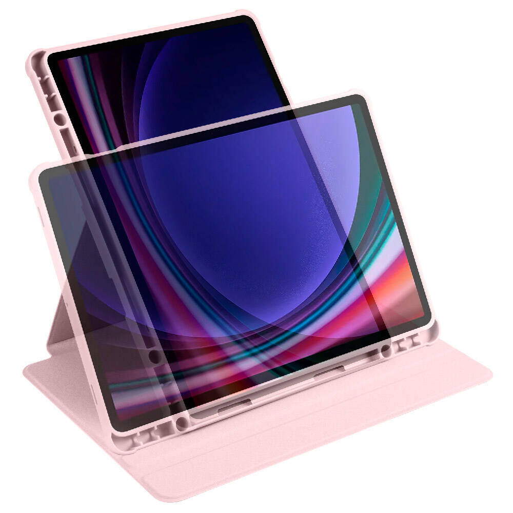 Galaxy Tab S9 Kılıf Zore Termik Kalem Bölmeli Dönebilen Standlı Kılıf Lavendery Gray