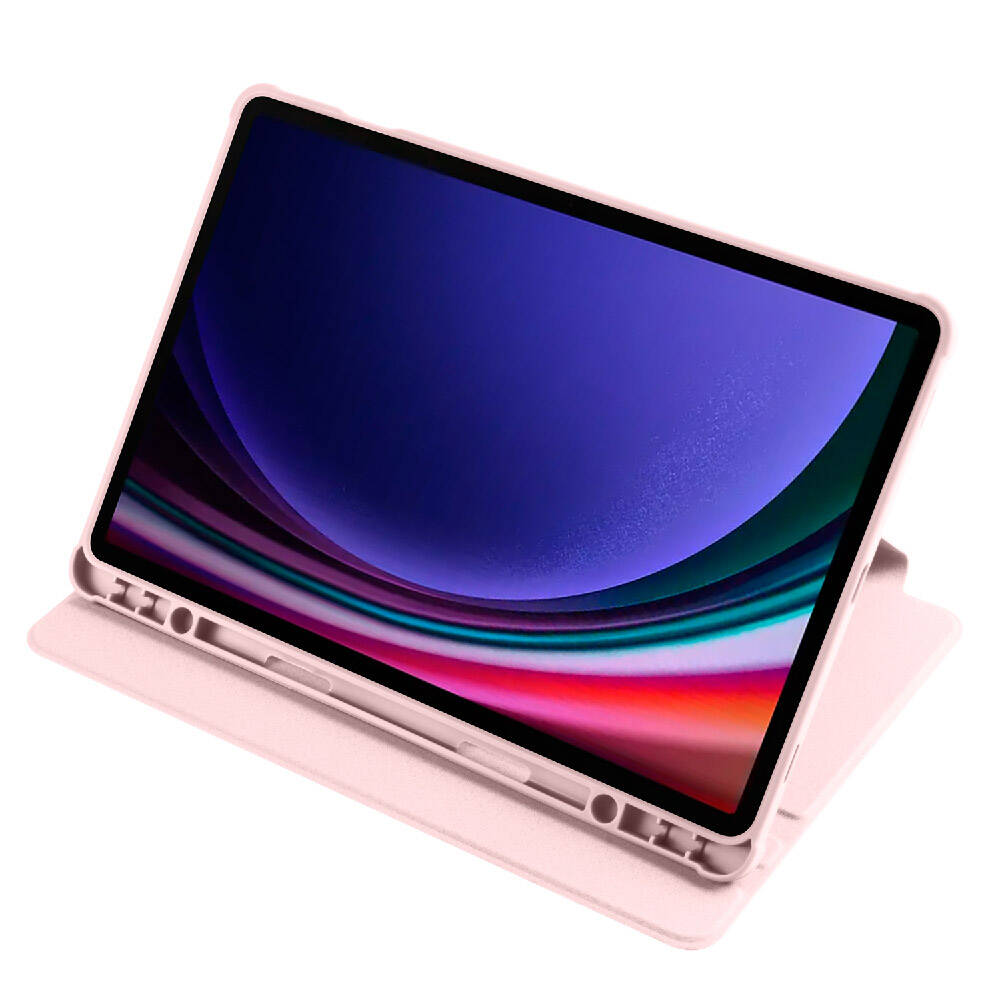 Galaxy Tab S9 Kılıf Zore Termik Kalem Bölmeli Dönebilen Standlı Kılıf Lavendery Gray