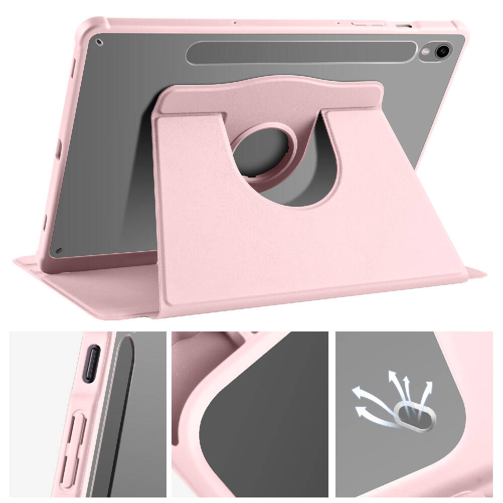 Galaxy Tab S9 Kılıf Zore Termik Kalem Bölmeli Dönebilen Standlı Kılıf Lavendery Gray
