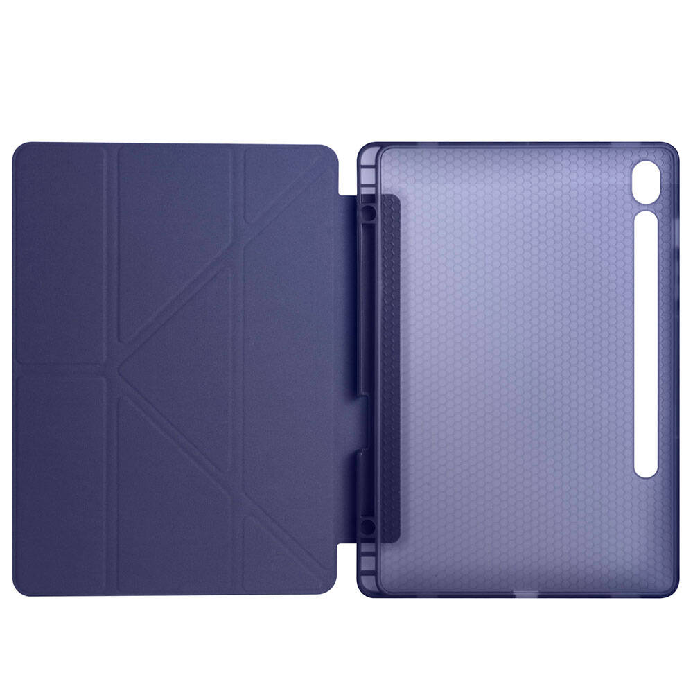 Galaxy Tab S9 Kılıf Zore Tri Folding Kalem Bölmeli Standlı Kılıf Siyah