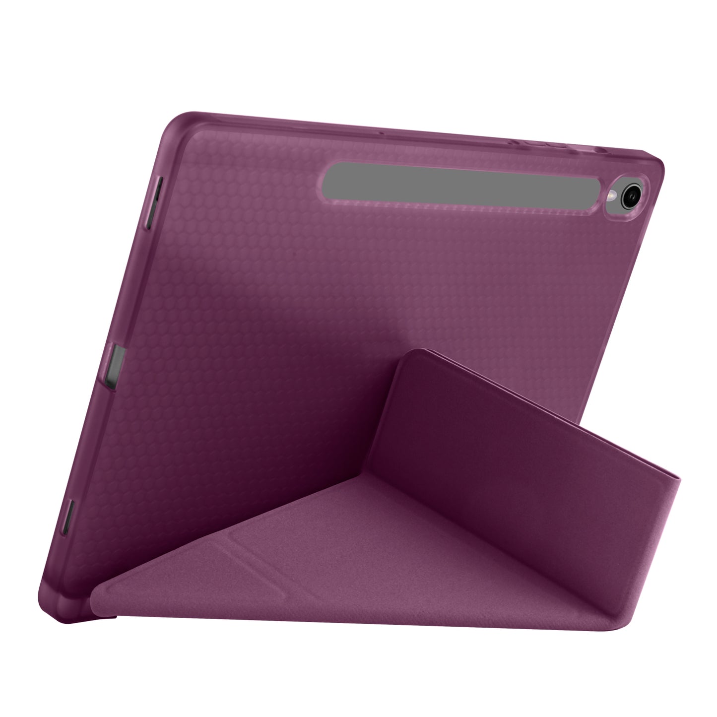 Galaxy Tab S9 Kılıf Zore Tri Folding Kalem Bölmeli Standlı Kılıf Mürdüm