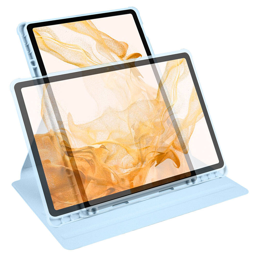 Galaxy Tab S9 Plus Kılıf Zore Termik Kalem Bölmeli Dönebilen Standlı Kılıf Mavi