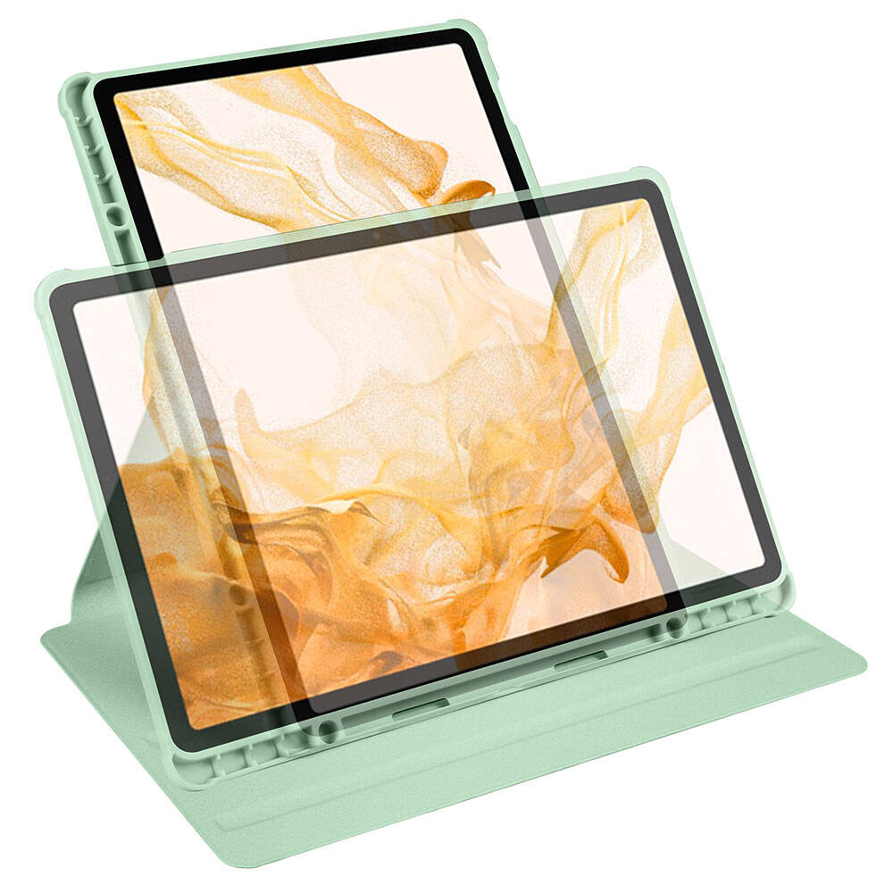 Galaxy Tab S9 Plus Kılıf Zore Termik Kalem Bölmeli Dönebilen Standlı Kılıf Mavi