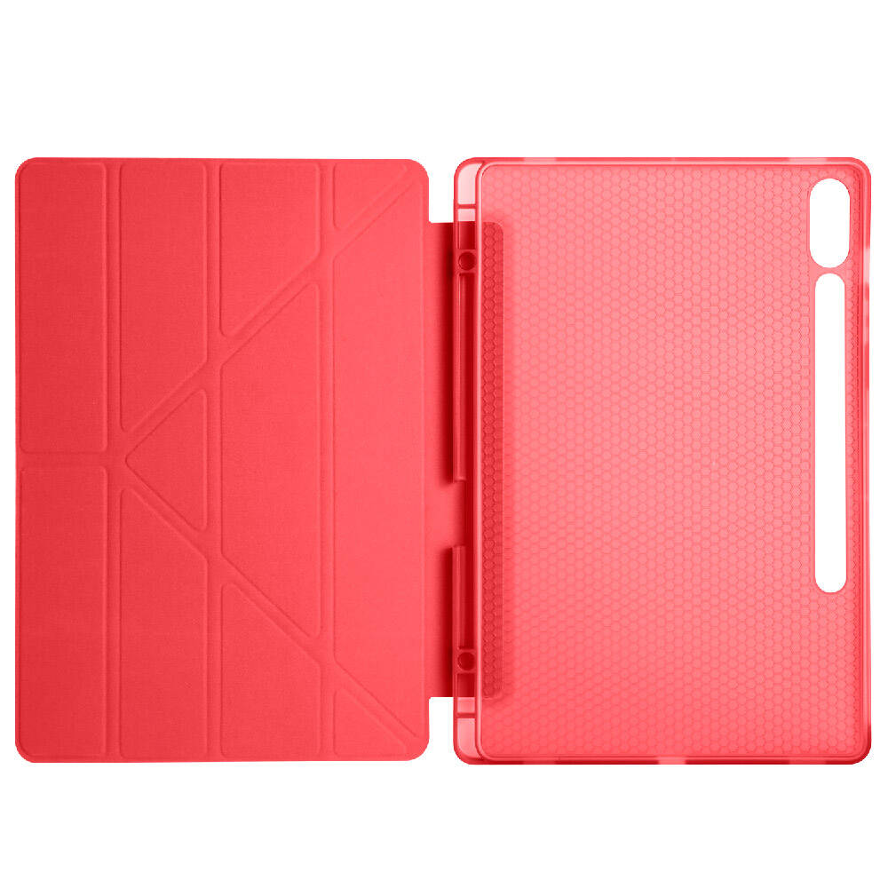 Galaxy Tab S9 Plus Kılıf Zore Tri Folding Kalem Bölmeli Standlı Kılıf Rose Gold
