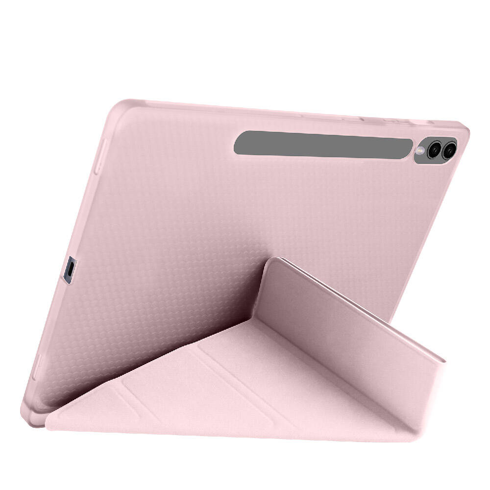 Galaxy Tab S9 Plus Kılıf Zore Tri Folding Kalem Bölmeli Standlı Kılıf Rose Gold