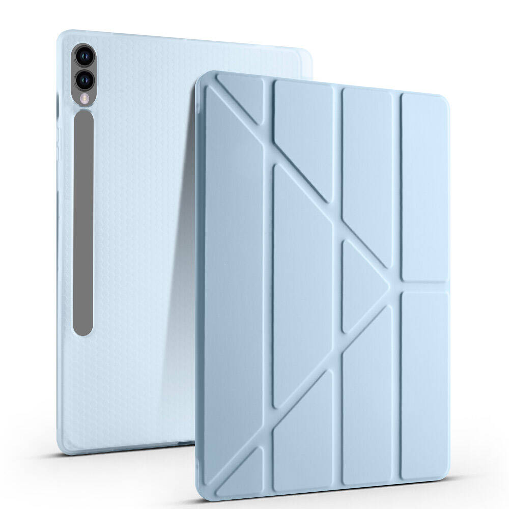 Galaxy Tab S9 Plus Kılıf Zore Tri Folding Kalem Bölmeli Standlı Kılıf Lila