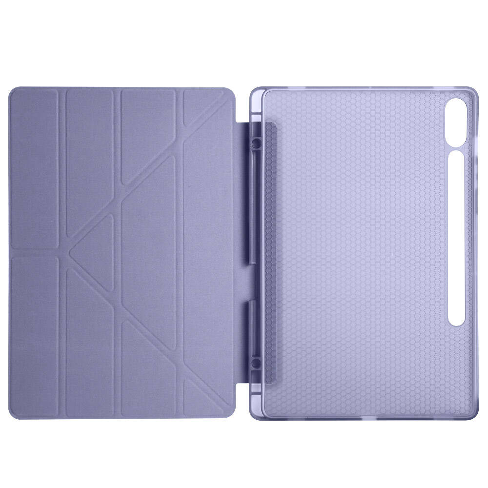 Galaxy Tab S9 Plus Kılıf Zore Tri Folding Kalem Bölmeli Standlı Kılıf Mor
