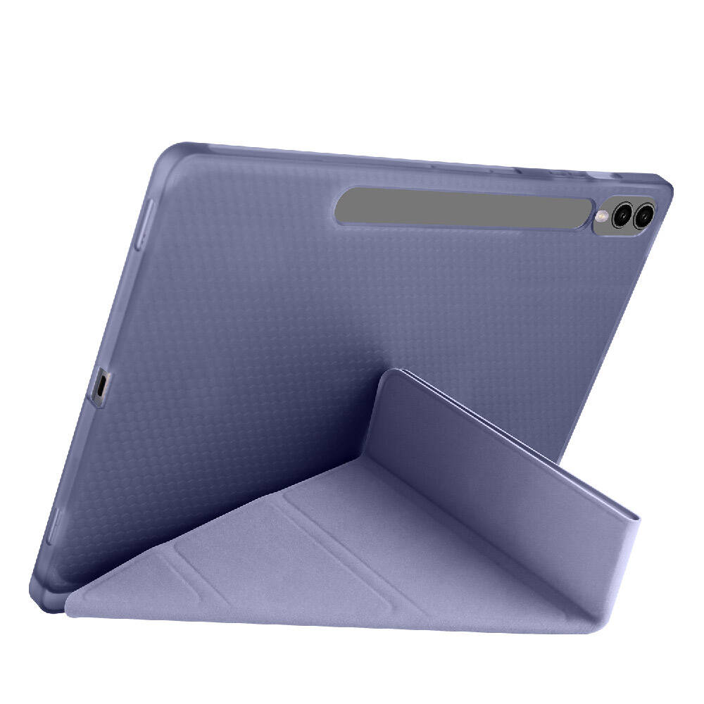 Galaxy Tab S9 Plus Kılıf Zore Tri Folding Kalem Bölmeli Standlı Kılıf Mor