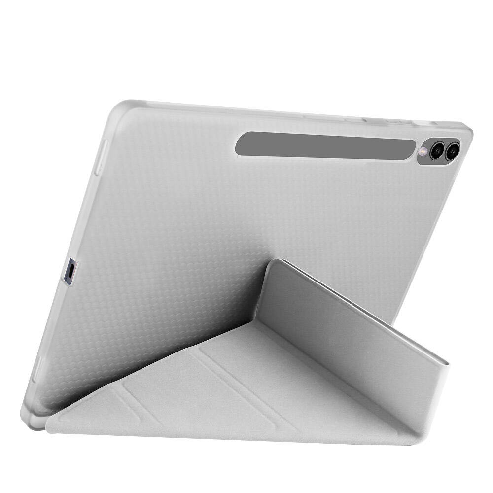 Galaxy Tab S9 Plus Kılıf Zore Tri Folding Kalem Bölmeli Standlı Kılıf Gri