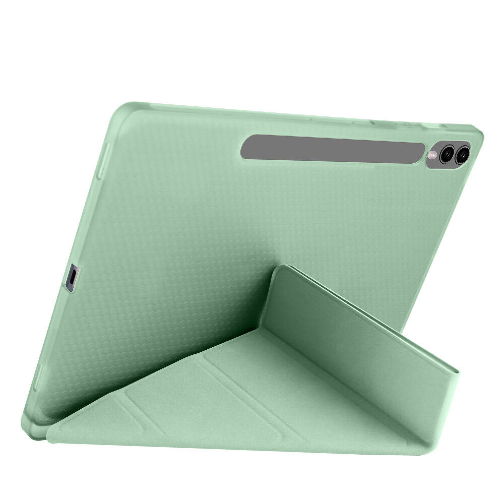 Galaxy Tab S9 Plus Kılıf Zore Tri Folding Kalem Bölmeli Standlı Kılıf Rose Gold