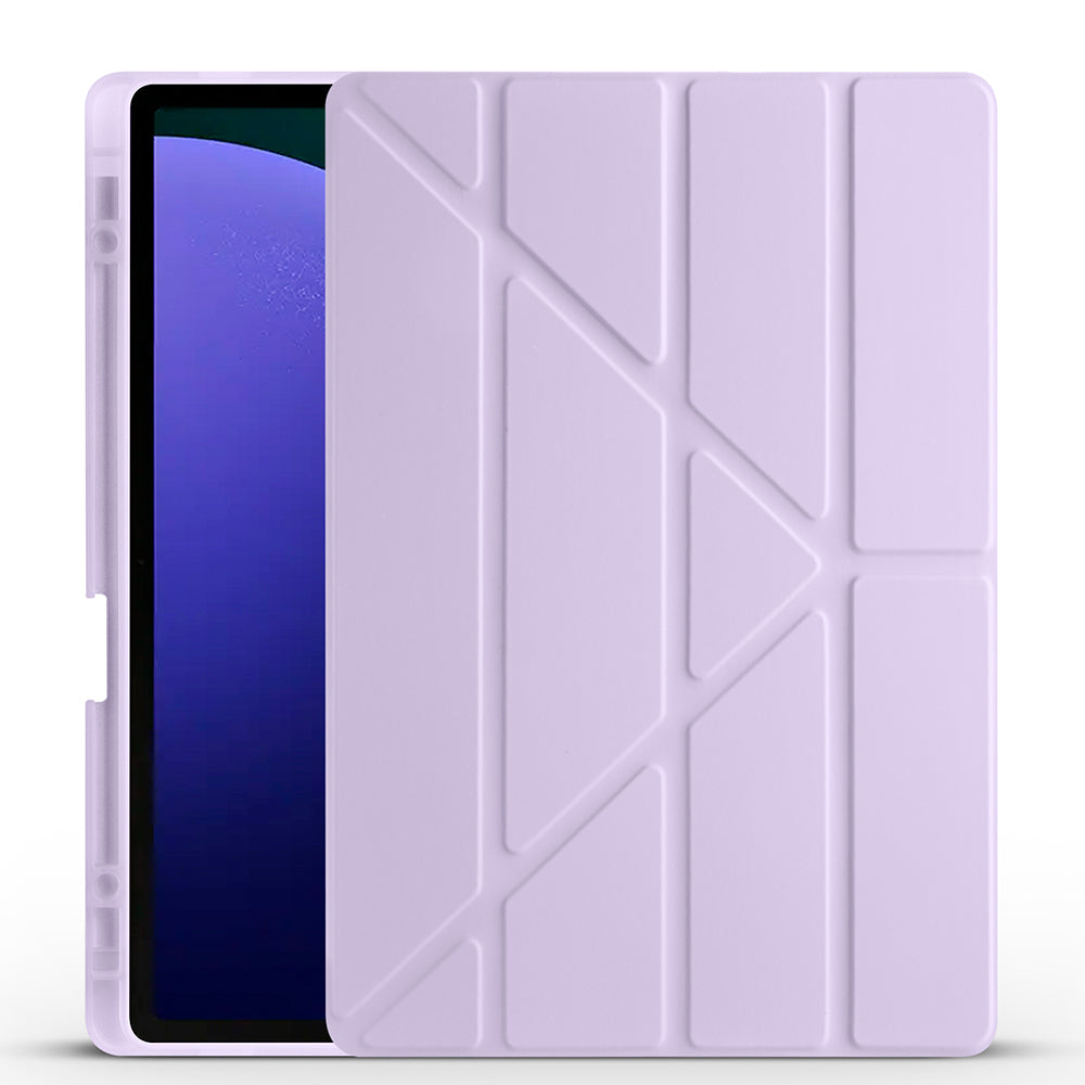 Galaxy Tab S9 Plus Kılıf Zore Tri Folding Kalem Bölmeli Standlı Kılıf Mor