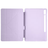 Galaxy Tab S9 Plus Kılıf Zore Tri Folding Kalem Bölmeli Standlı Kılıf Lila