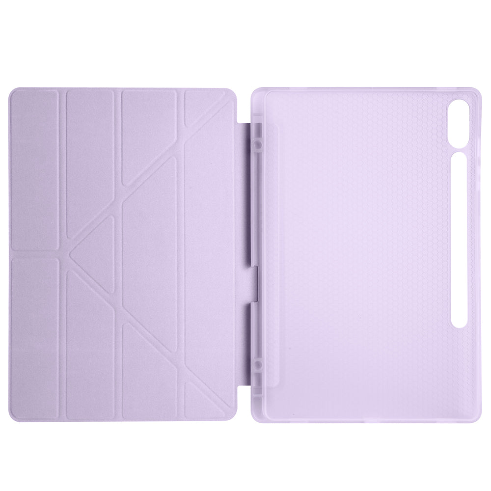 Galaxy Tab S9 Plus Kılıf Zore Tri Folding Kalem Bölmeli Standlı Kılıf Mor