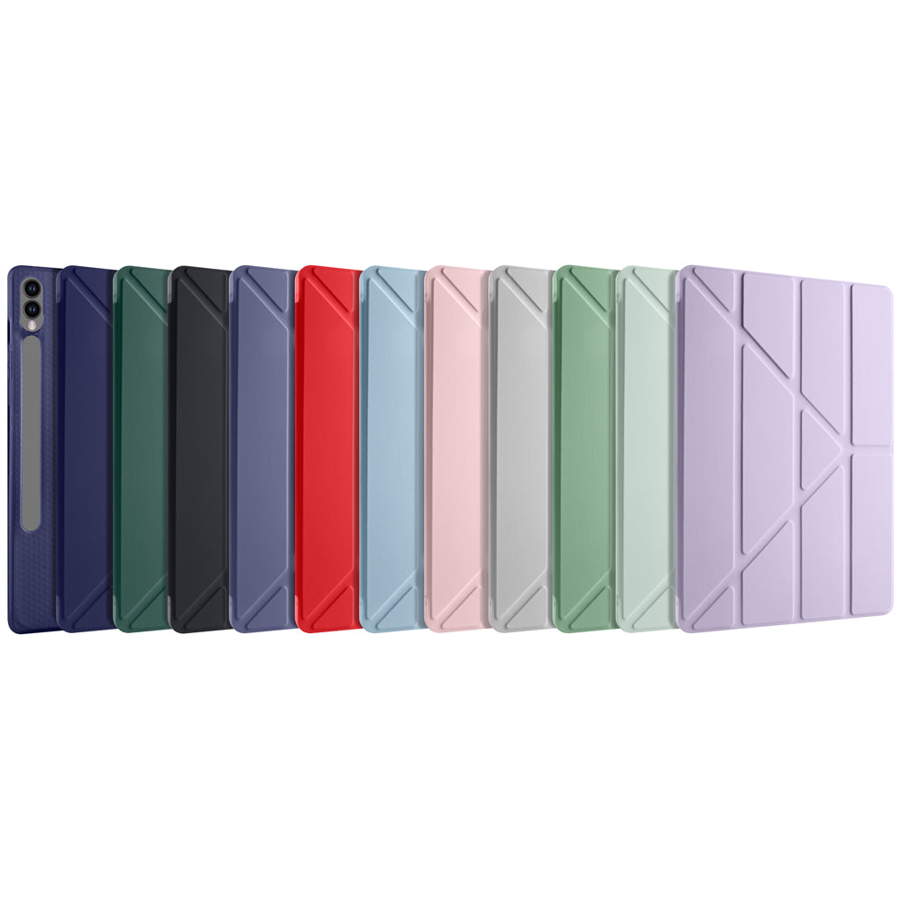 Galaxy Tab S9 Plus Kılıf Zore Tri Folding Kalem Bölmeli Standlı Kılıf Rose Gold