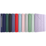 Galaxy Tab S9 Plus Kılıf Zore Tri Folding Kalem Bölmeli Standlı Kılıf Lila