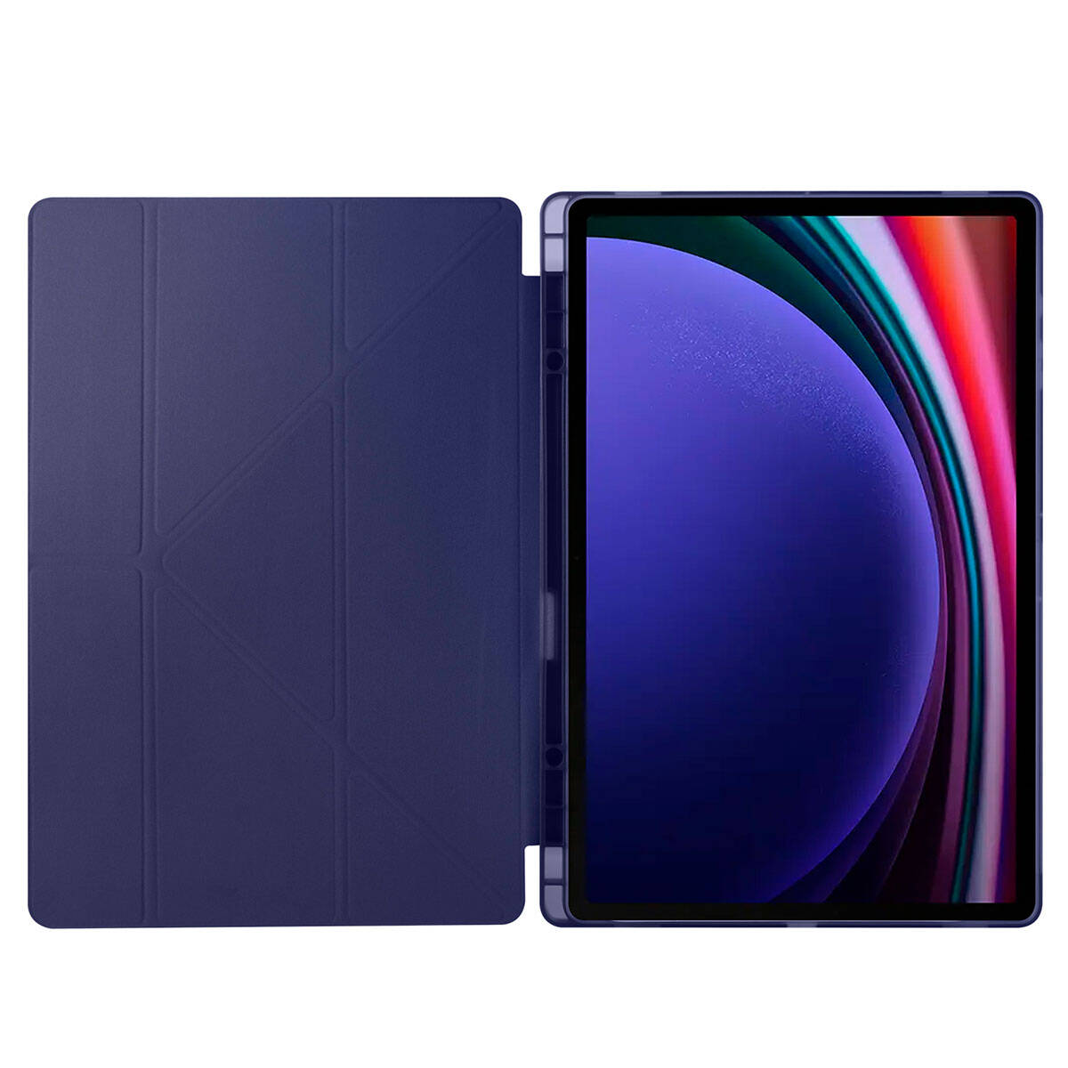 Galaxy Tab S9 Ultra Kılıf Zore Tri Folding Kalem Bölmeli Standlı Kılıf Rose Gold