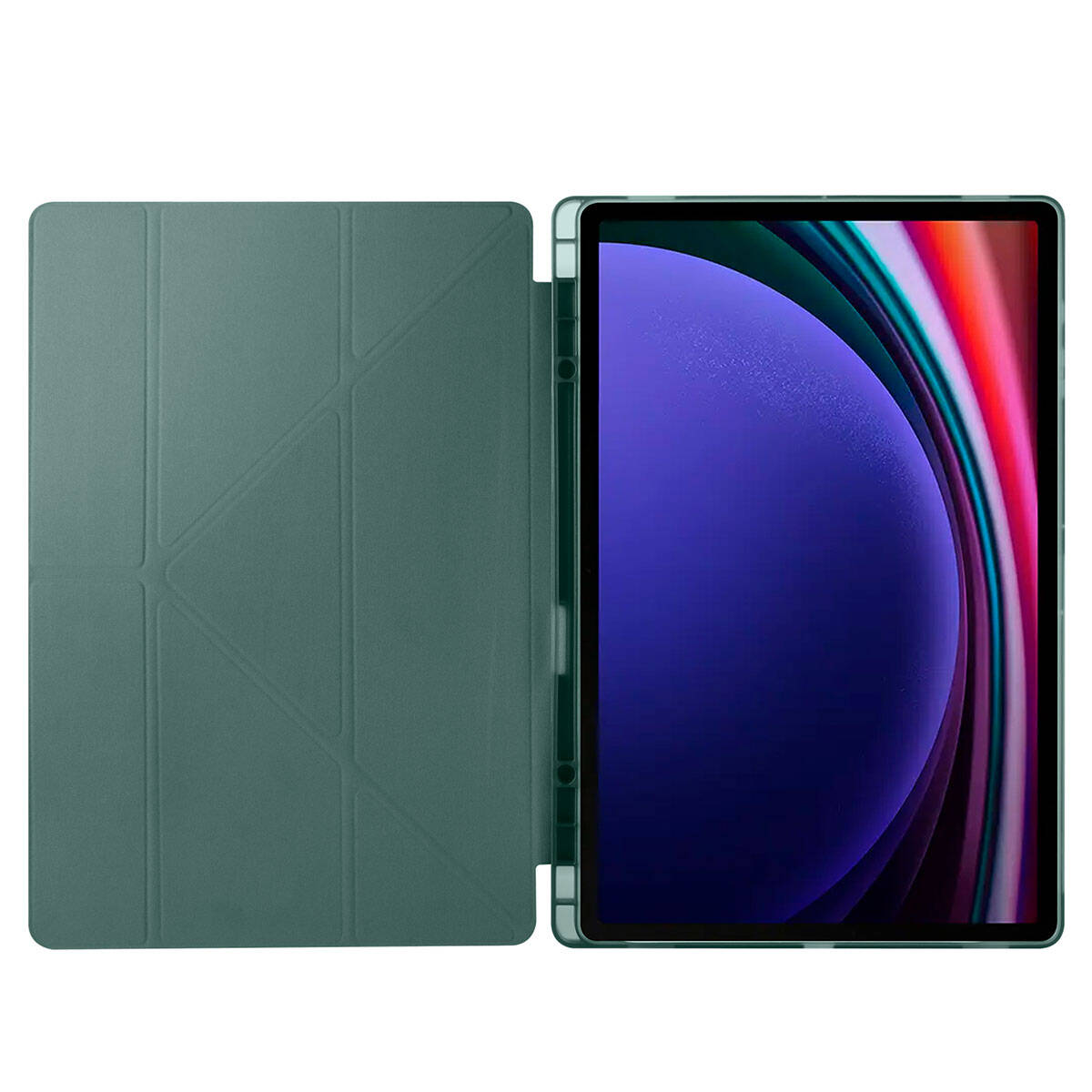 Galaxy Tab S9 Ultra Kılıf Zore Tri Folding Kalem Bölmeli Standlı Kılıf Siyah