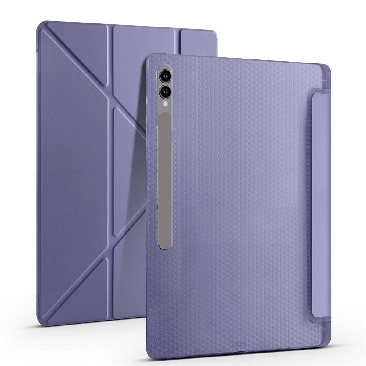 Galaxy Tab S9 Ultra Kılıf Zore Tri Folding Kalem Bölmeli Standlı Kılıf Mor