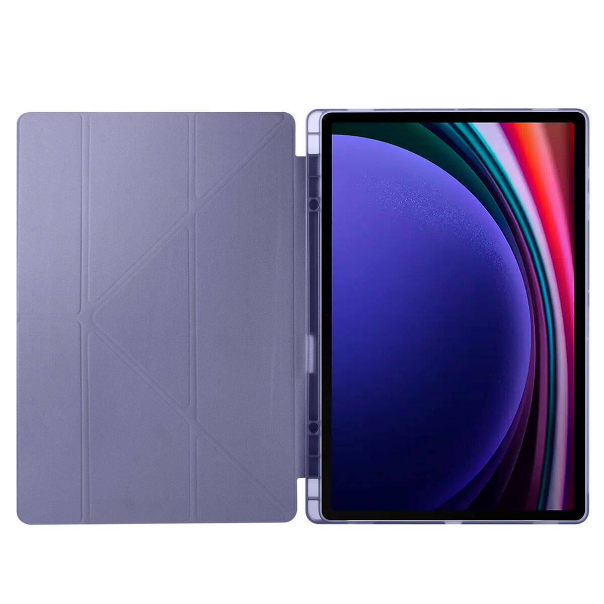 Galaxy Tab S9 Ultra Kılıf Zore Tri Folding Kalem Bölmeli Standlı Kılıf Mor