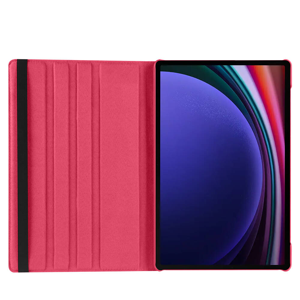 Galaxy Tab S9 Ultra SM-X910 Zore Dönebilen Standlı Kılıf Pembe Koyu