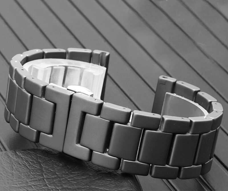 Galaxy Watch 42mm (20mm) Mat Seramik Metal Kordon Siyah