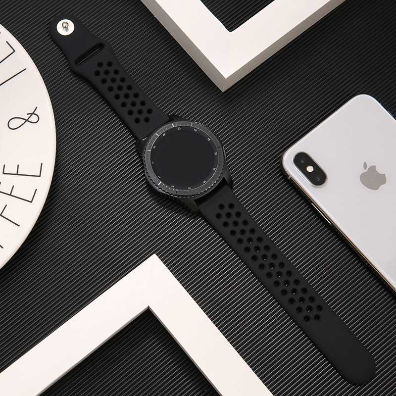 Galaxy Watch 46mm (22mm) KRD-02 Silikon Kordon Siyah-Kahverengi
