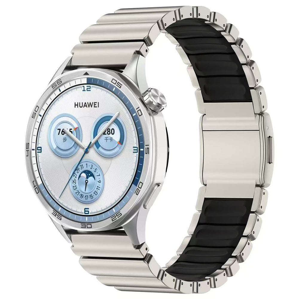 Galaxy Watch 46mm Zore KRD-151 22mm Metal Silikon Kordon Gümüş-Siyah