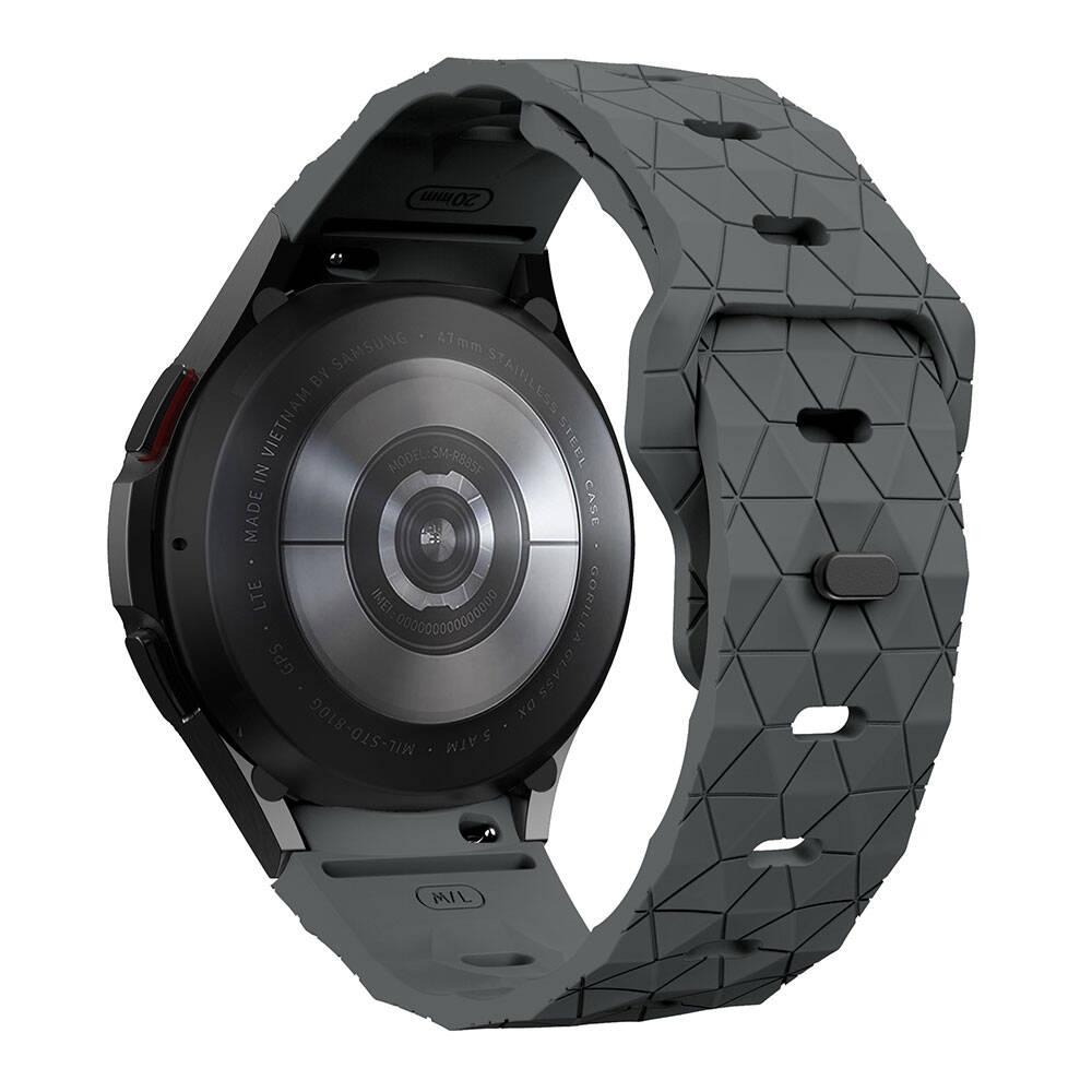 Galaxy Watch 5 40mm Zore KRD-116 20mm Futbol Desenli Spor Tasarımlı Silikon Kordon Siyah