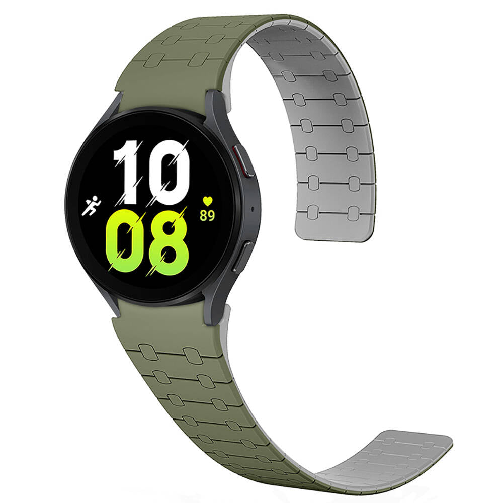 Galaxy Watch 5 44mm Zore KRD-111 20mm Çizgili Desenli Silikon Kordon Haki