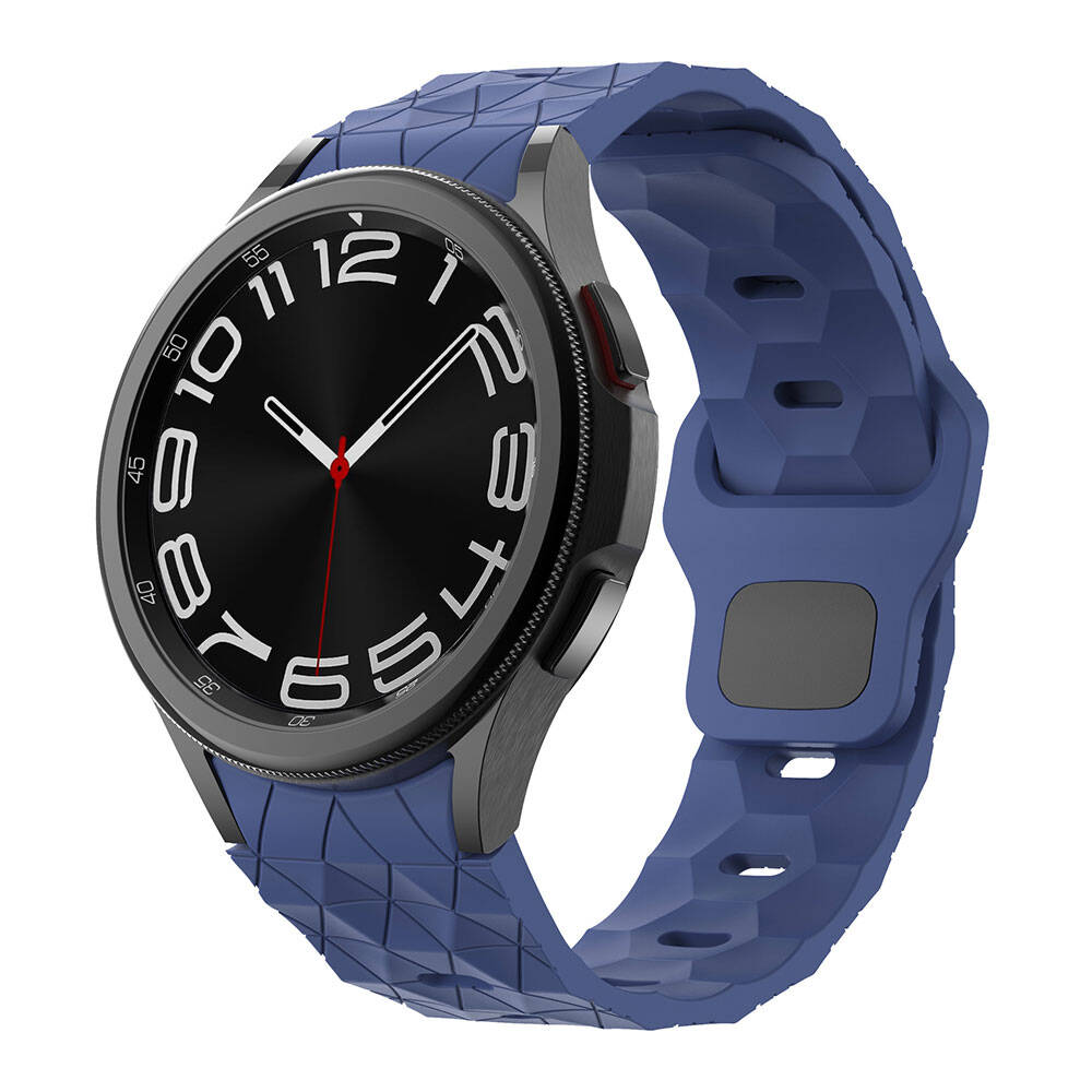 Galaxy Watch 5 44mm Zore KRD-116 20mm Futbol Desenli Spor Tasarımlı Silikon Kordon Lacivert