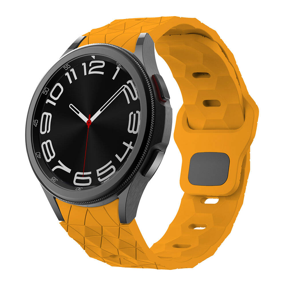 Galaxy Watch 5 44mm Zore KRD-116 20mm Futbol Desenli Spor Tasarımlı Silikon Kordon Sarı