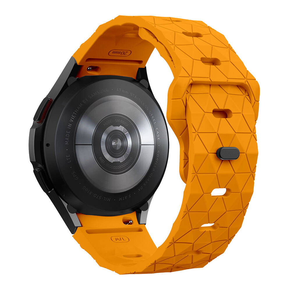 Galaxy Watch 5 44mm Zore KRD-116 20mm Futbol Desenli Spor Tasarımlı Silikon Kordon Siyah