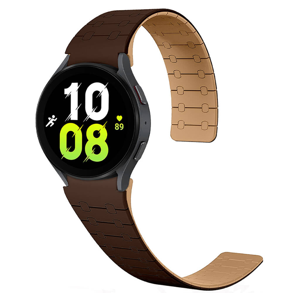 Galaxy Watch 5 Pro 45mm Zore KRD-111 20mm Çizgili Desenli Silikon Kordon Haki