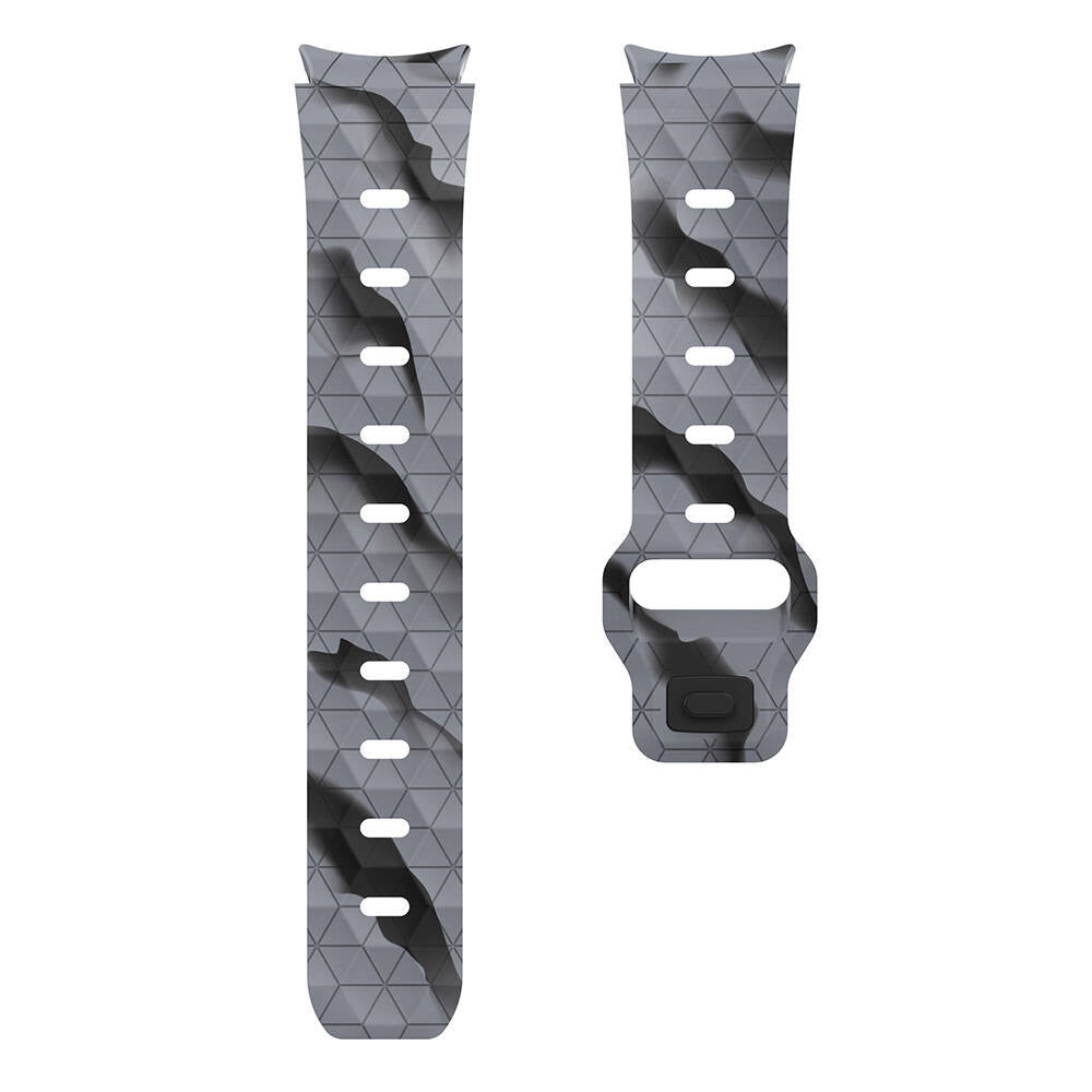 Galaxy Watch 5 Pro 45mm Zore KRD-116 20mm Futbol Desenli Spor Tasarımlı Silikon Kordon Gri-Yeşil