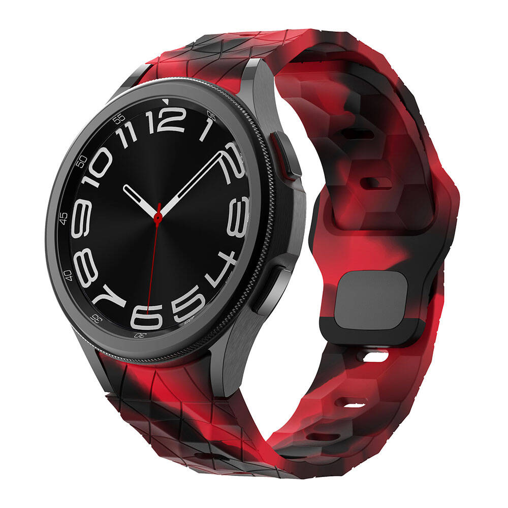 Galaxy Watch 5 Pro 45mm Zore KRD-116 20mm Futbol Desenli Spor Tasarımlı Silikon Kordon Siyah-Gri